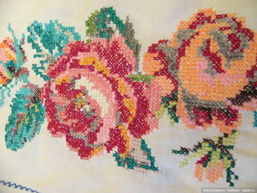 Антикварная дорожка с вышивкой.Франция (фото 7)