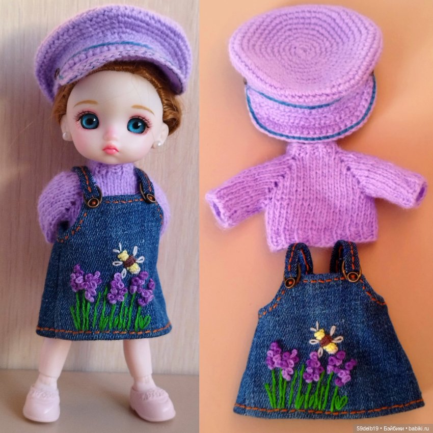 Джинсовые наряды с вышивкой для баболей и кукол с похожими размерами