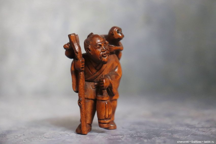Нэцкэ "Японец с обезьянкой" (фото 4)
