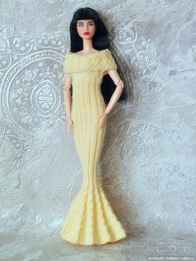 Вязаное платье на куклу Barbie Looks 19