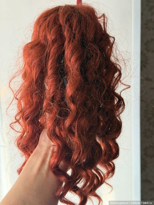 Рыжий кудрявый парик 8-9 для BJD 1/3 (фото 2)