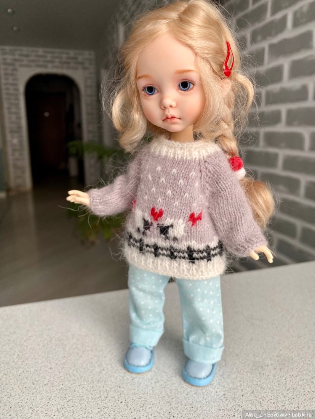 Пушистый свитерок с овечками для Монст (фото 3)