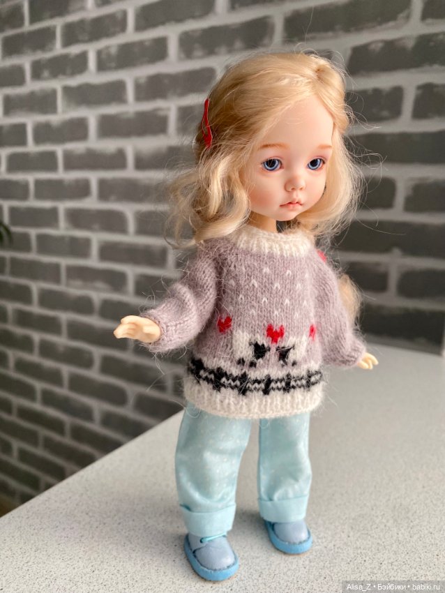 Пушистый свитерок с овечками для Монст (фото 4)