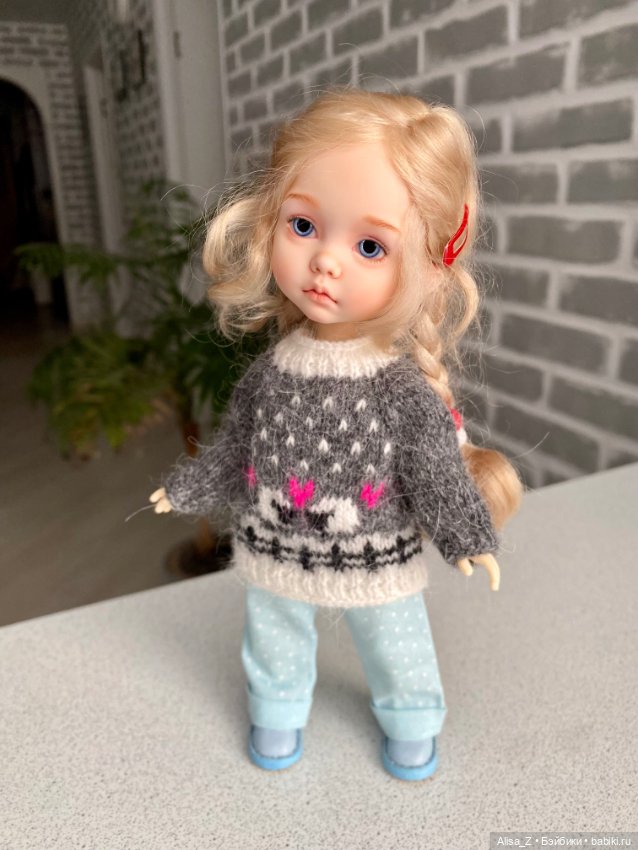 Пушистый свитерок с овечками для Монст (фото 2)