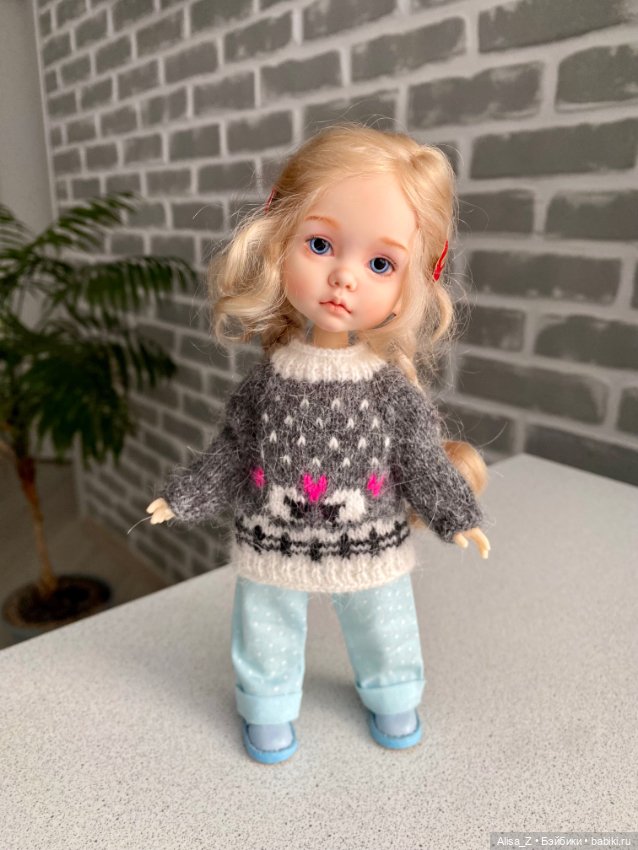 Пушистый свитерок с овечками для Монст (фото 4)