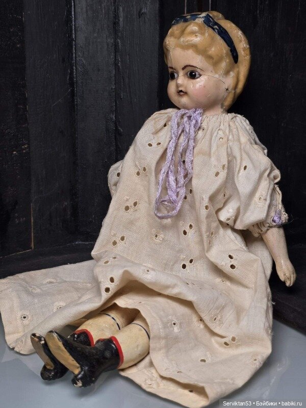 Тыквоголовка антикварная кукла Pumpkin Head 1855-й г восковая голова ,соломенное тело (фото 4)