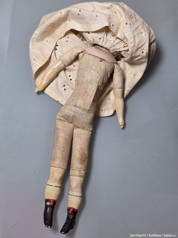 Тыквоголовка антикварная кукла Pumpkin Head 1855-й г восковая голова ,соломенное тело (фото 6)