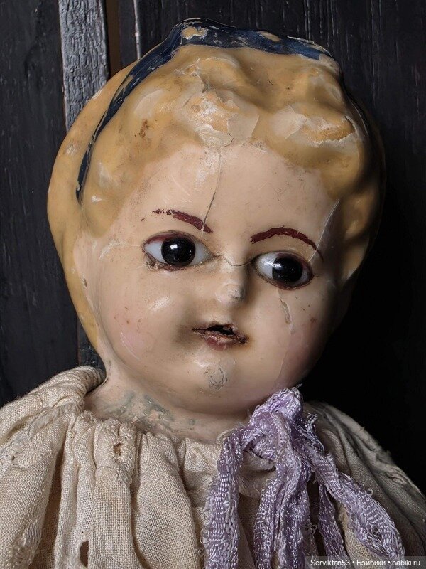 Тыквоголовка антикварная кукла Pumpkin Head 1855-й г восковая голова ,соломенное тело