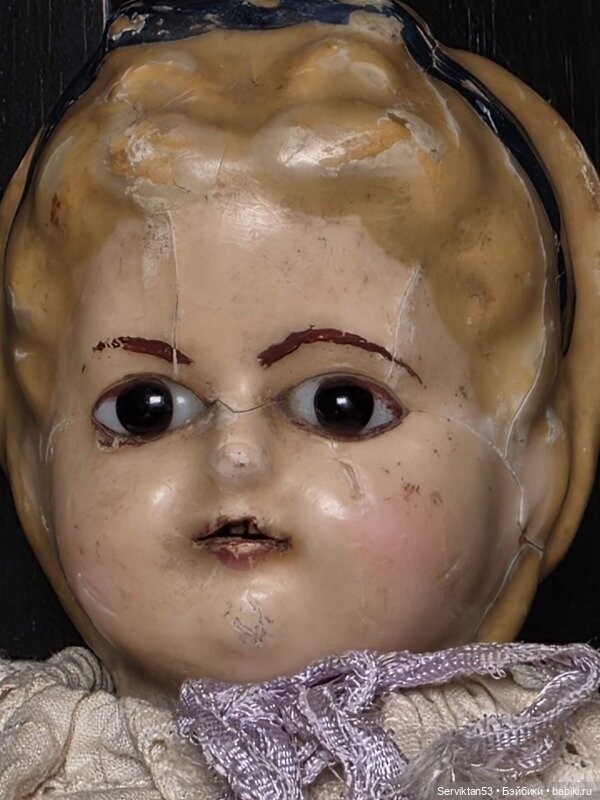 Тыквоголовка антикварная кукла Pumpkin Head 1855-й г восковая голова ,соломенное тело (фото 2)