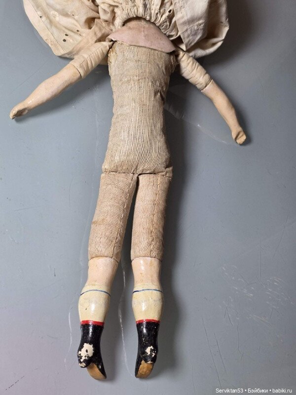 Тыквоголовка антикварная кукла Pumpkin Head 1855-й г восковая голова ,соломенное тело (фото 7)