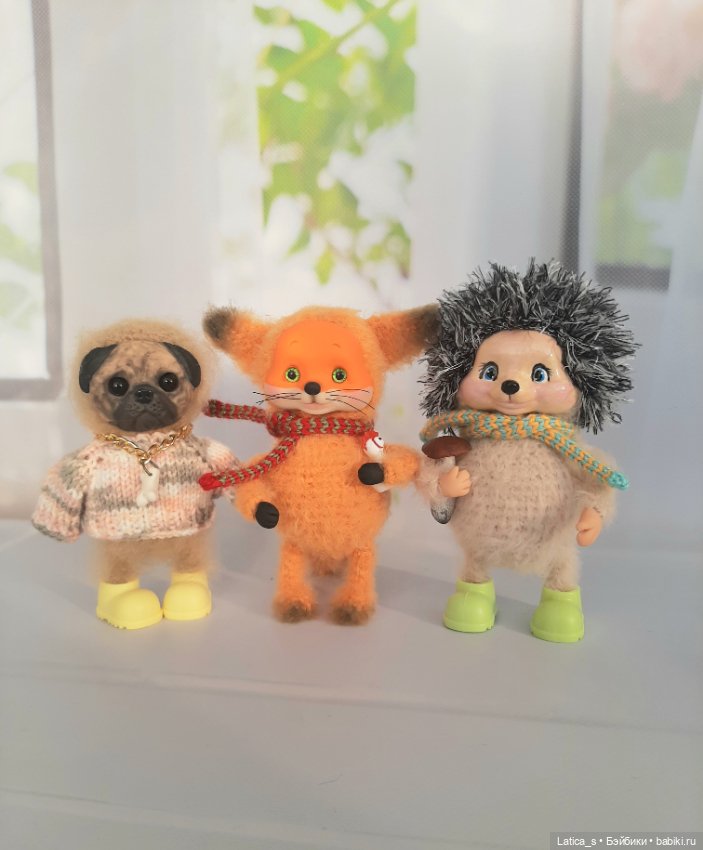 Лисенок,ёжик и мопс — Авторские игрушки