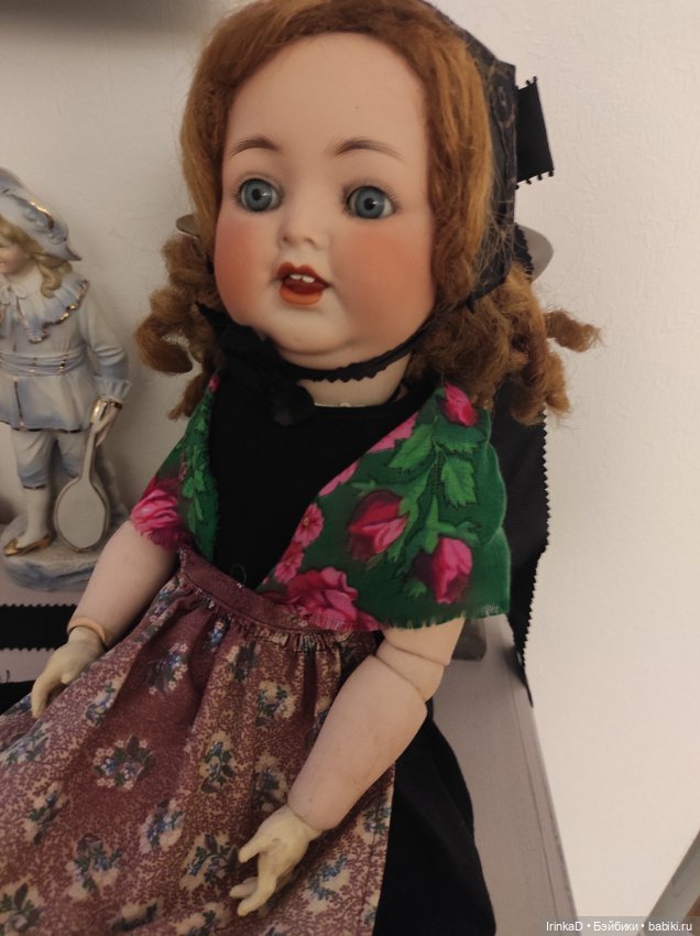 Антикварная кукла Cuno Otto Dressel в свадебном традиционном наряде (фото 4)