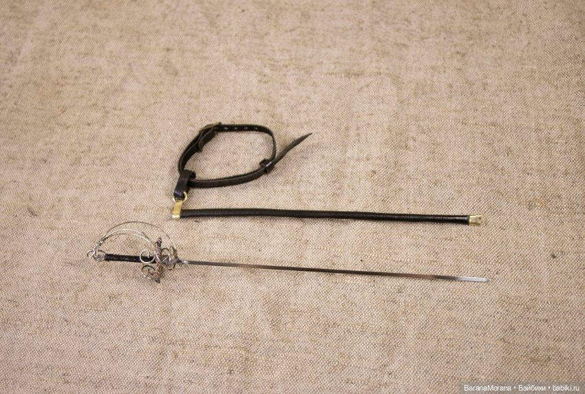 Миниатюра шпага с ножнами для куклы 1/4 (неигровая)