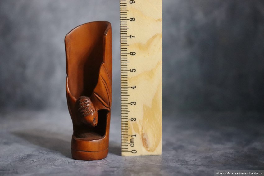 Окимоно, нэцкэ или же чайный совочек, миниатюрная подставка "Летучая мышь" (фото 5)