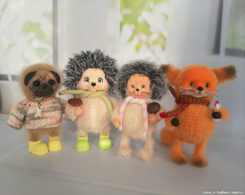 Лисенок,ёжик и мопс — Авторские игрушки