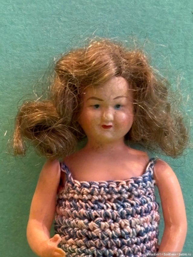 Целлулоидная миниатюрная куколка Petitcollin, высота 8 см (фото 5)