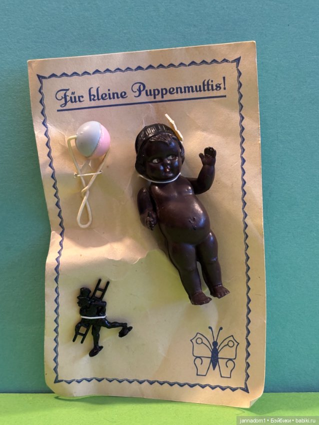 Целлулоидная куколка негритяночка кьюпик Hayn & Engels, высота 8 см