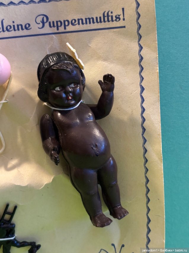 Целлулоидная куколка негритяночка кьюпик Hayn & Engels, высота 8 см (фото 3)