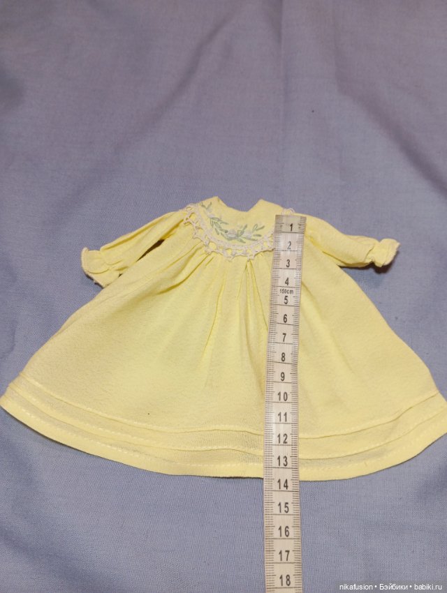 Платье на антикварную куклу, пупса, современных коллекционных кукол 20-25 см шёлк (фото 4)
