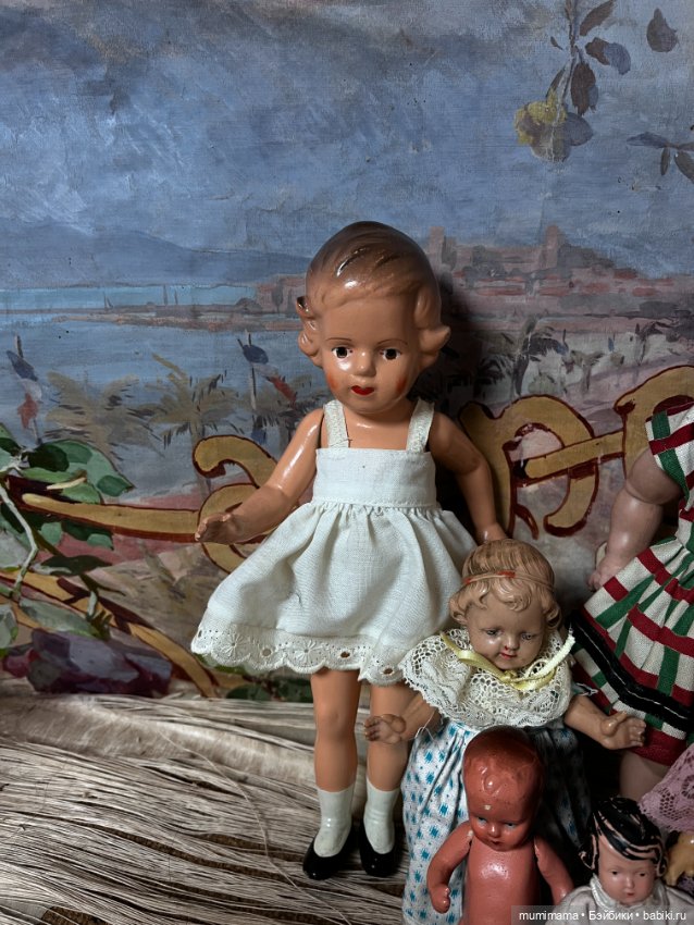Cет 7 винтажных куколок разных производителей ARI, Minerva рост от 35 до 10 см (фото 9)