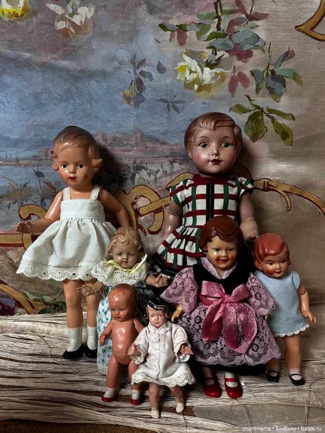 Cет 7 винтажных куколок разных производителей ARI, Minerva рост от 35 до 10 см