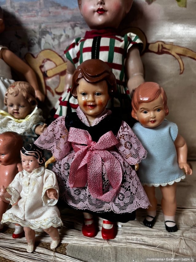 Cет 7 винтажных куколок разных производителей ARI, Minerva рост от 35 до 10 см (фото 4)