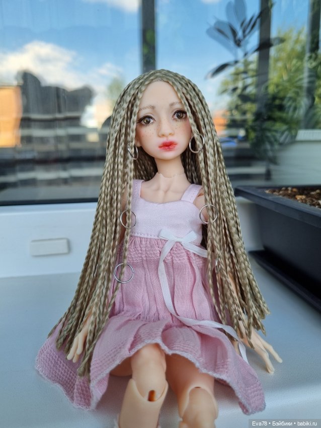 Парик косички на куклу Иден или др. с ОГ 12 см (фото 4)