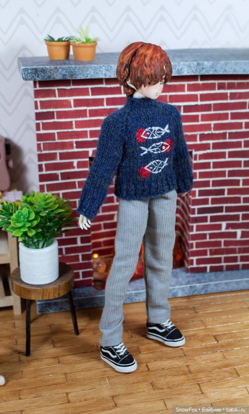 Джемпер с вышивкой "Рыбы" для Сицилийских псов, бжд,мжд (фото 3)