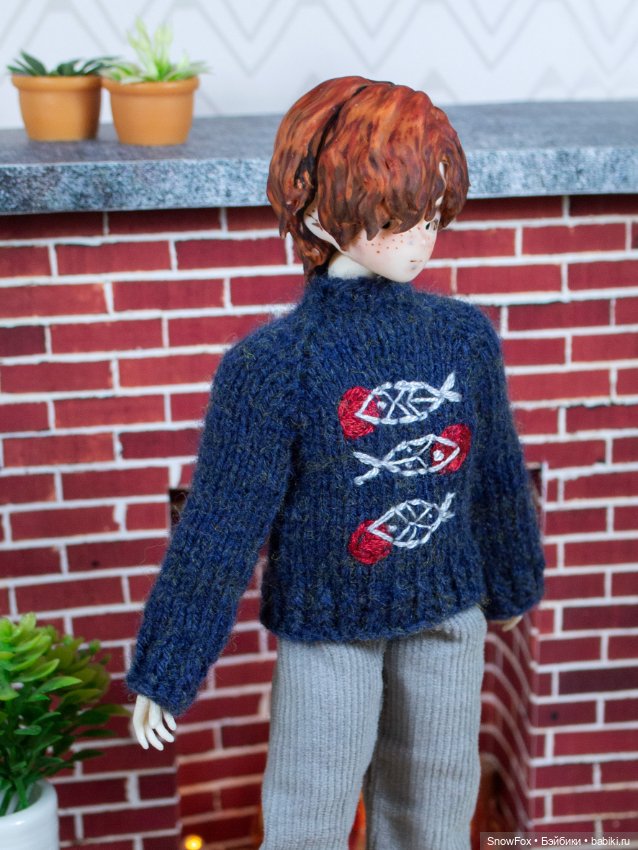 Джемпер с вышивкой "Рыбы" для Сицилийских псов, бжд,мжд (фото 2)