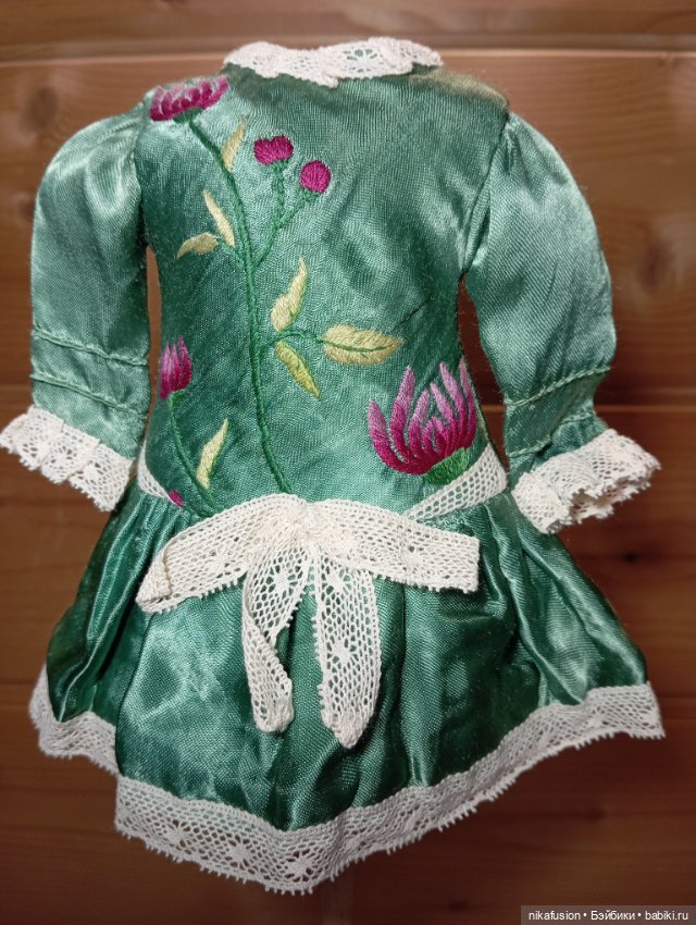 Платье на антикварную или винтажную куклу шелк (фото 2)