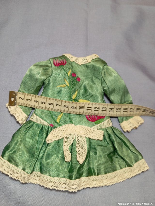 Платье на антикварную или винтажную куклу шелк (фото 6)