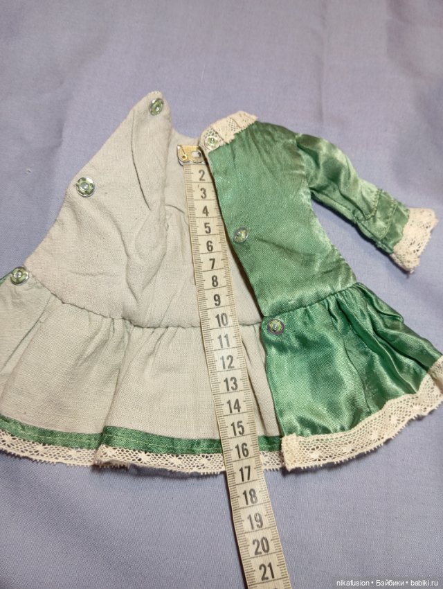 Платье на антикварную или винтажную куклу шелк (фото 5)