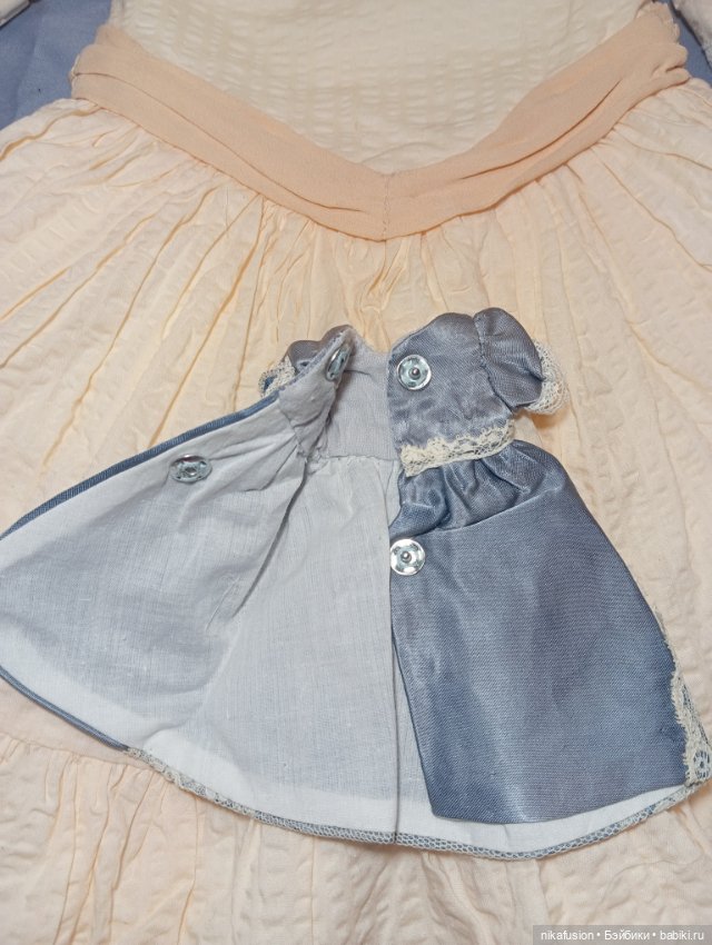 Платье шёлк на куклу антикварную или винтажную (фото 4)