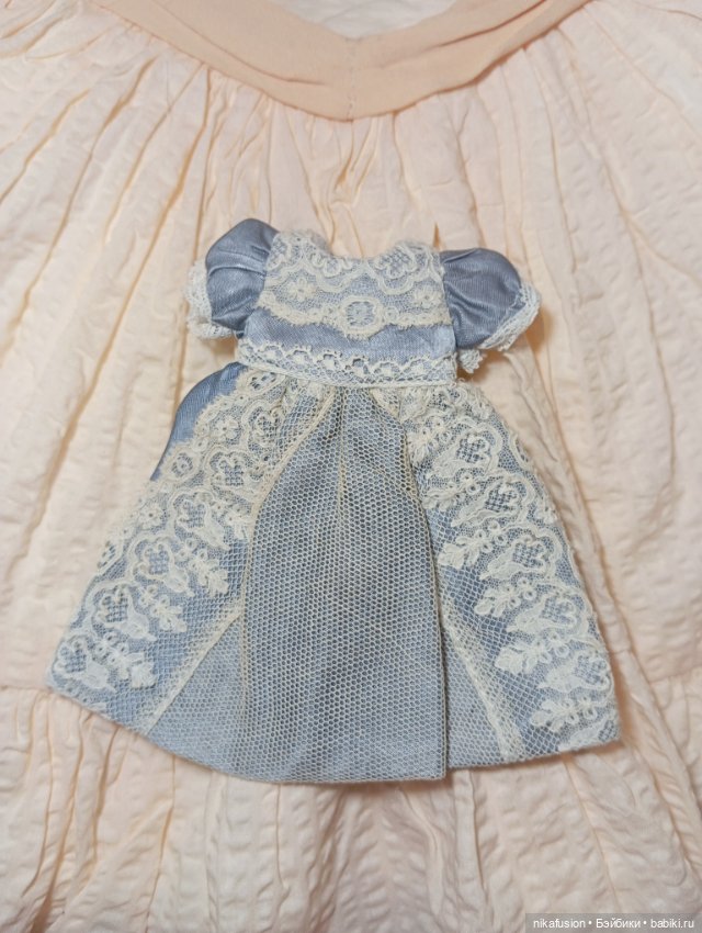 Платье шёлк на куклу антикварную или винтажную (фото 2)