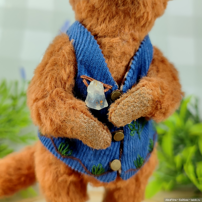 Мини Волк Тедди талисман с горным хрусталём (фото 7)