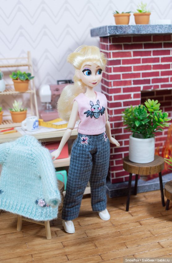 Синие брюки с вышивкой для пижамных принцесс