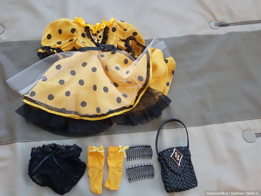 Прелестный набор одежды "солнечный горох" для большой куклы (фото 8)