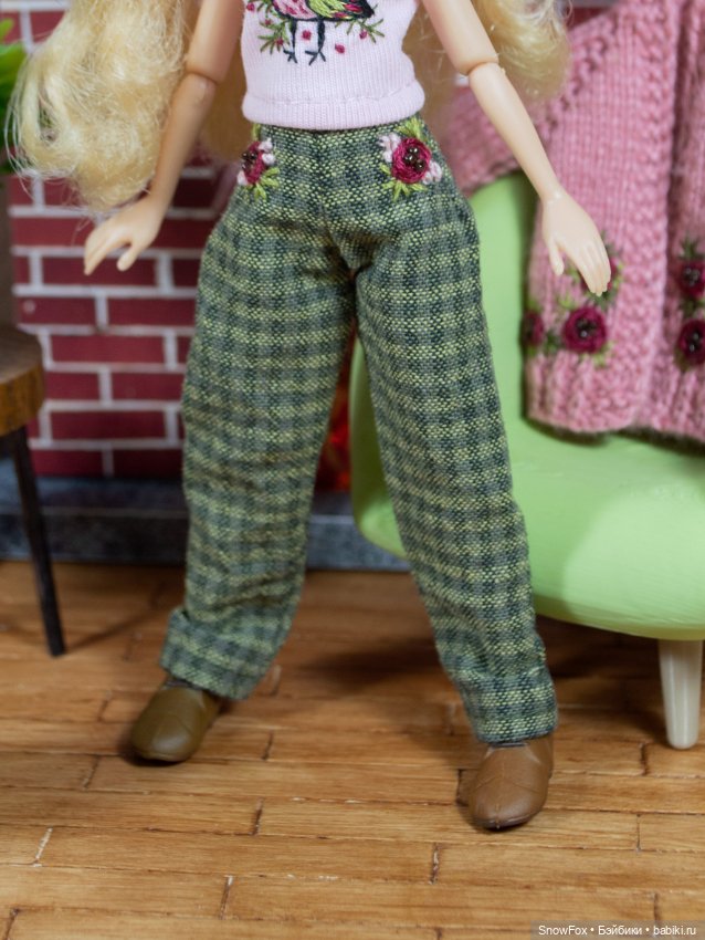 Брюки "Цветы" для пижамных принцесс,бжд (фото 2)