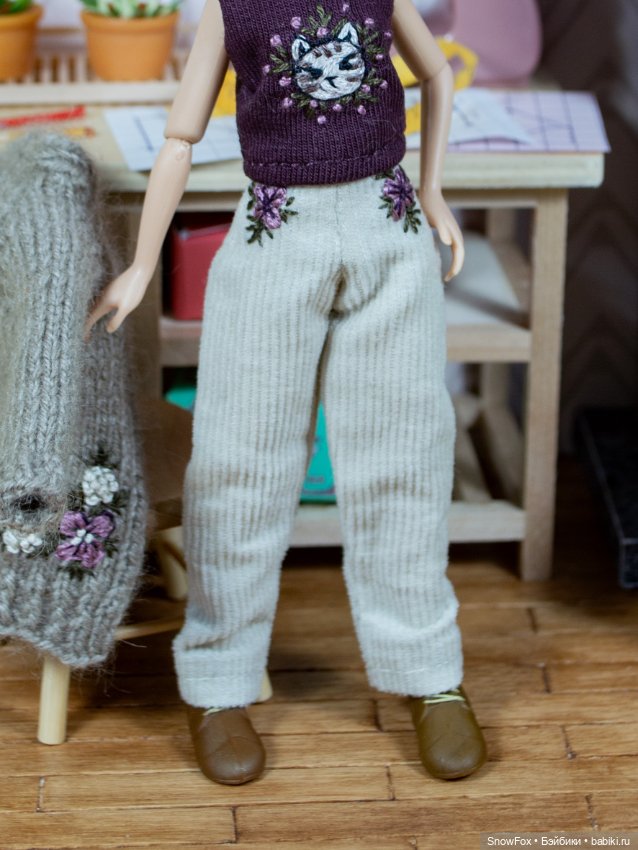 Вельветовые брюки для пижамных принцесс,бжд (фото 2)