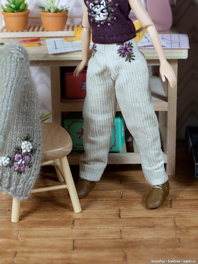 Вельветовые брюки для пижамных принцесс,бжд (фото 3)