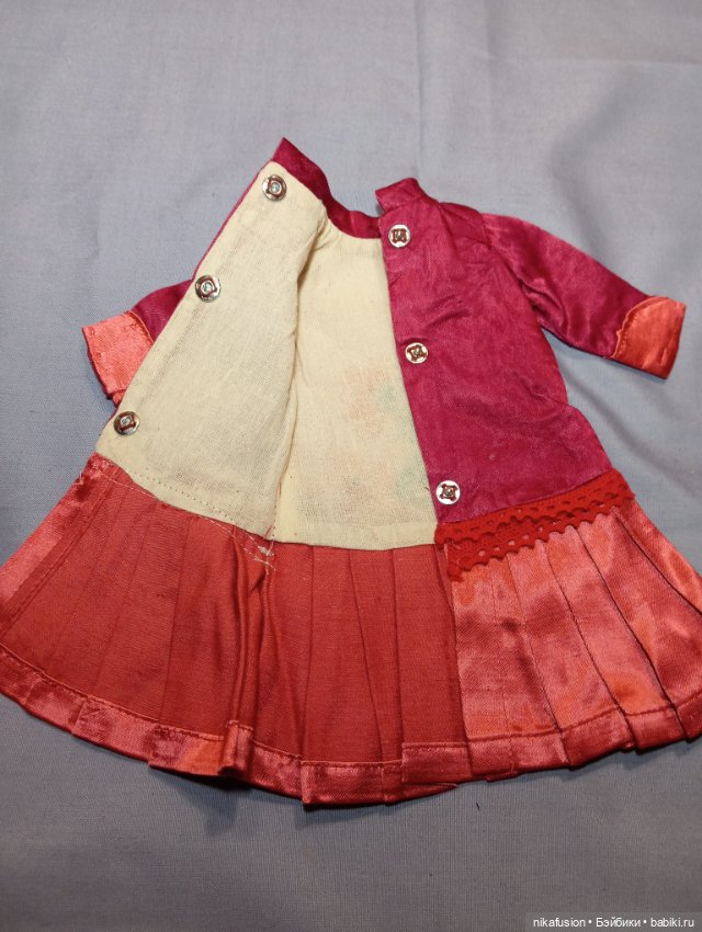 Платье шёлк на винтажную или антикварную куклу (фото 6)