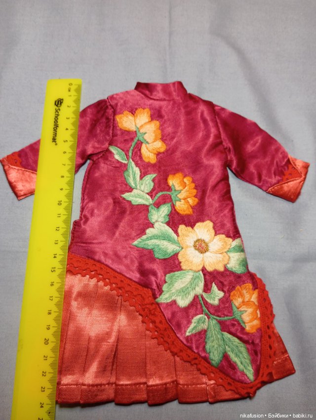 Платье шёлк на винтажную или антикварную куклу (фото 4)
