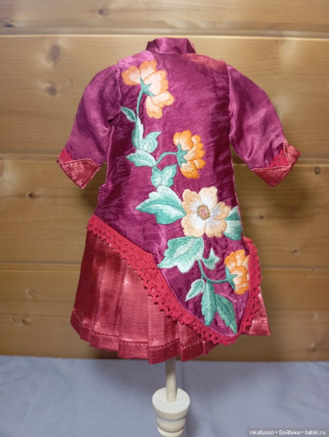 Платье шёлк на винтажную или антикварную куклу (фото 2)