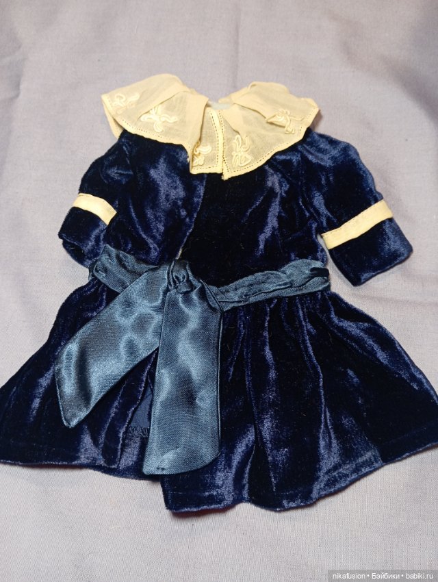 Платье бархат из шёлка на антикварную или винтажную куклу (фото 4)