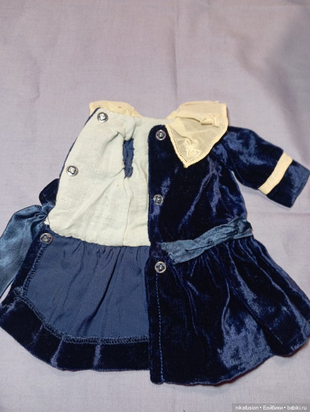 Платье бархат из шёлка на антикварную или винтажную куклу (фото 7)