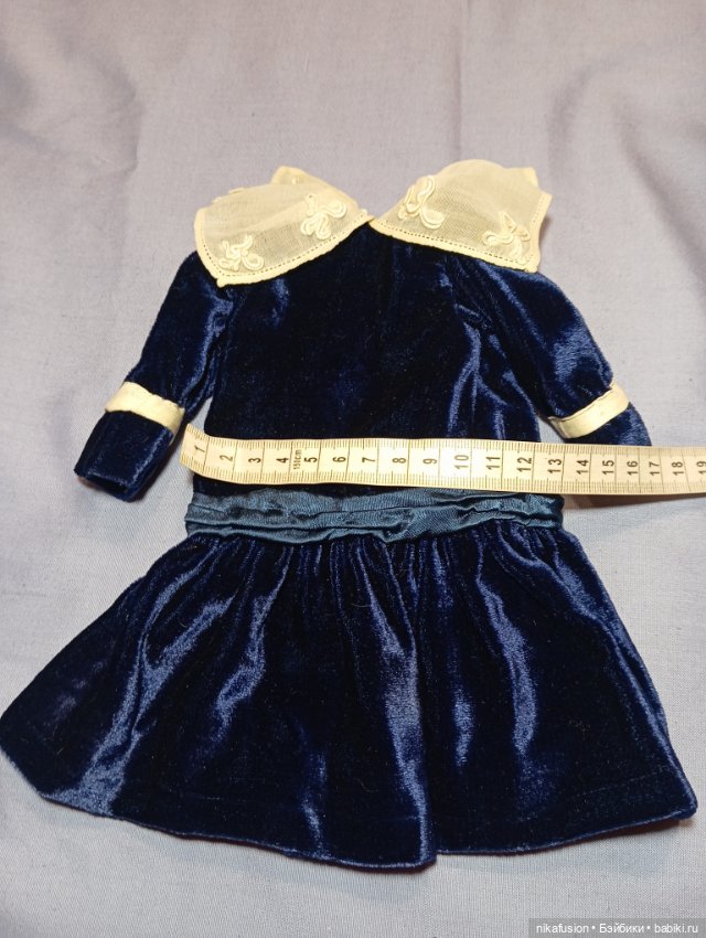 Платье бархат из шёлка на антикварную или винтажную куклу (фото 8)