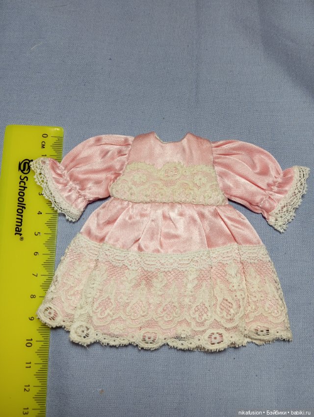 Платье шёлк на маленькую антикварную или винтажную куклу (фото 3)