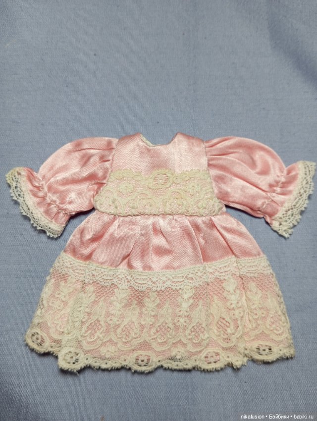 Платье шёлк на маленькую антикварную или винтажную куклу (фото 2)