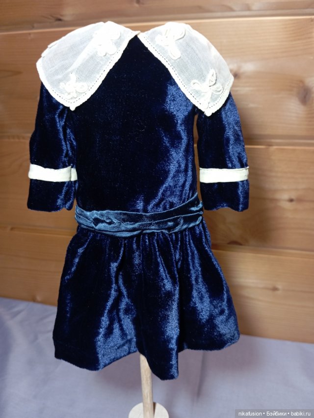 Платье бархат из шёлка на антикварную или винтажную куклу (фото 3)