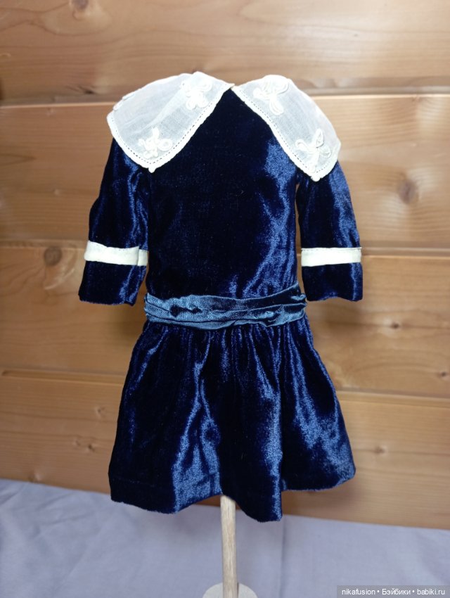 Платье бархат из шёлка на антикварную или винтажную куклу (фото 2)